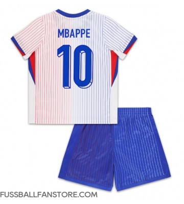 Frankreich Kylian Mbappe #10 Replik Auswärtstrikot Kinder EM 2024 Kurzarm (+ Kurze Hosen)